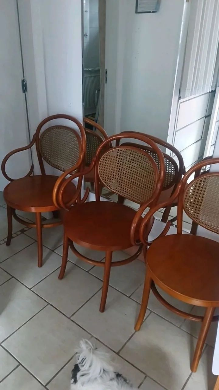 4 cadeiras thonart madeira e palhinha - Foto 4
