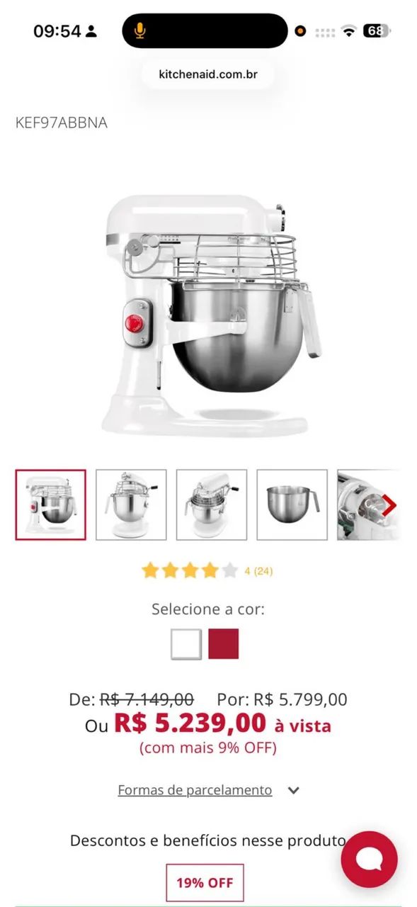 Batedeira Kitchenaid nova 