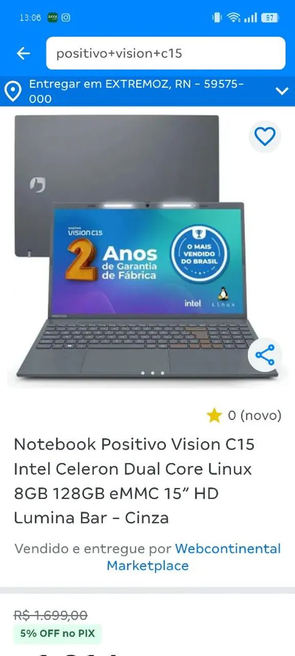 NOTEBOOK VISION C15 POSITIVO 