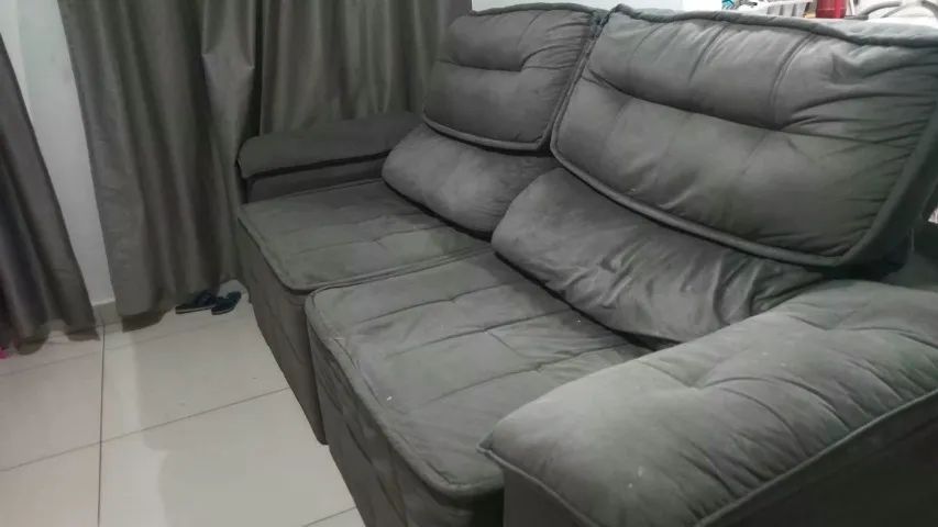 Sofá Retrátil e Reclinável 2,30 m Suede Veludo - Foto 2
