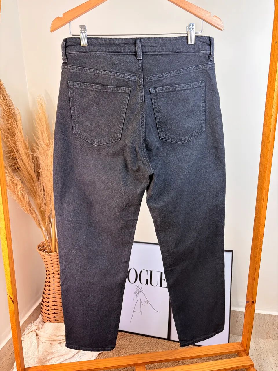 Calça jeans Mom preto h&m 40 - Foto 3