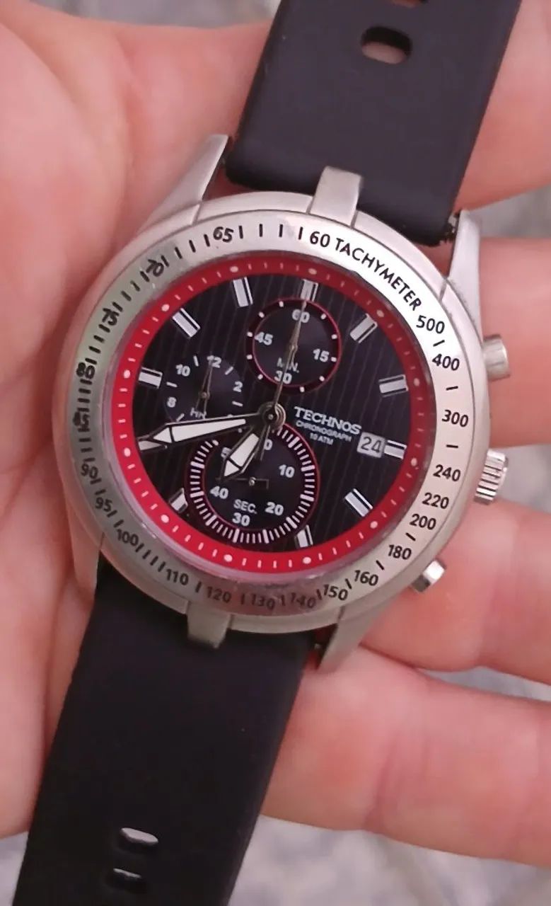 Belo relógio original TECHNOS CHRONOGRAPH  , exemplar conservado de coleção.  - Foto 3
