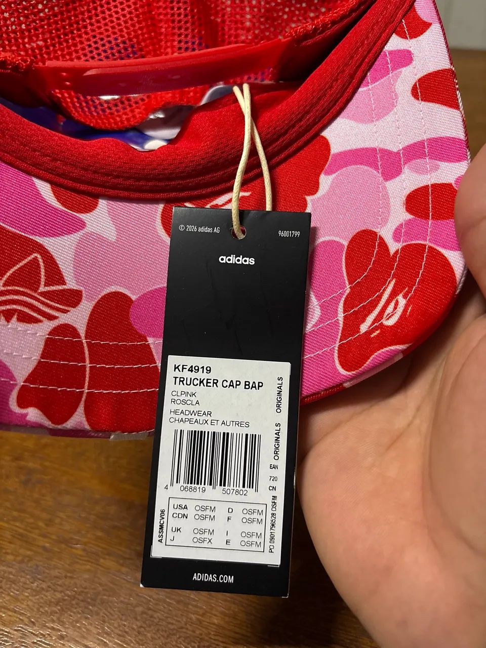 BAPE x Adidas Boné Trucker Clear Pink - Foto 5