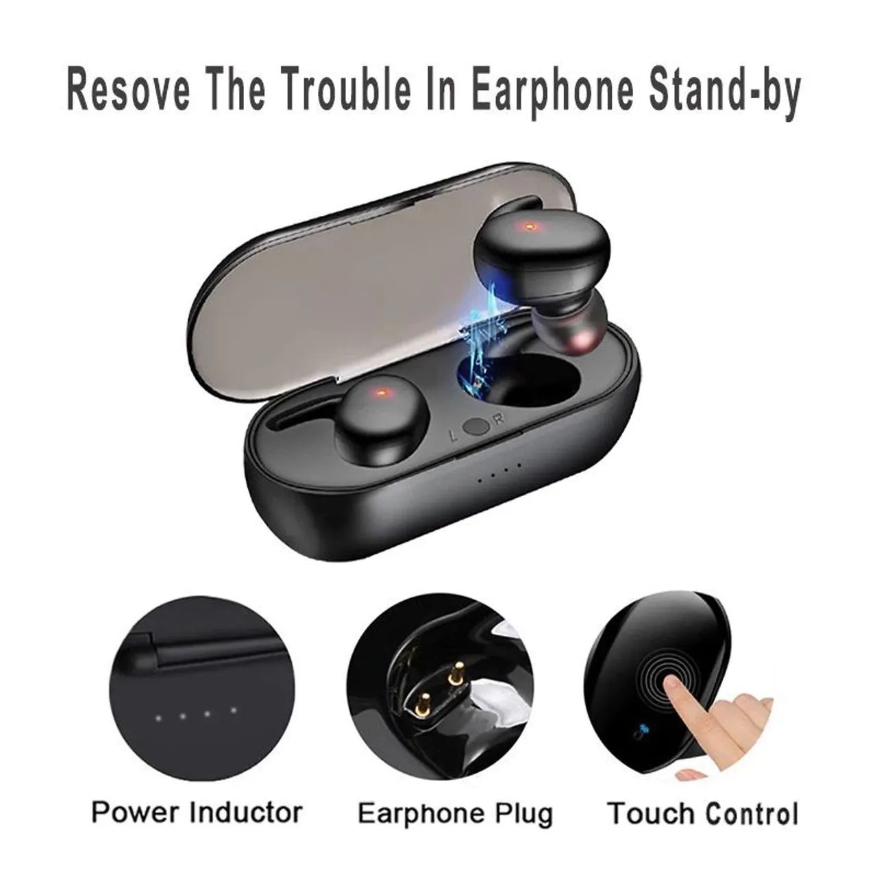 Fones Bluetooth Esporte Y30 Estéreo com Controle de Toque, microfone e Resistente à água<br>