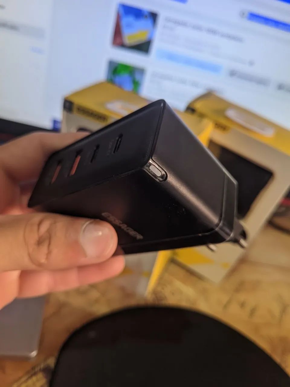 fonte para notebook 100w tipo C USB Original - Foto 3