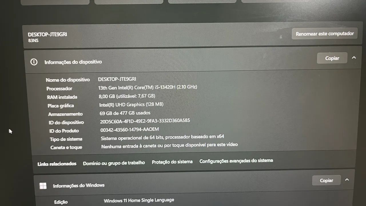 Notebook Lenovo Intel Core i5 13ª Geração - SSD 512 GB - Excelente Estado - Foto 2
