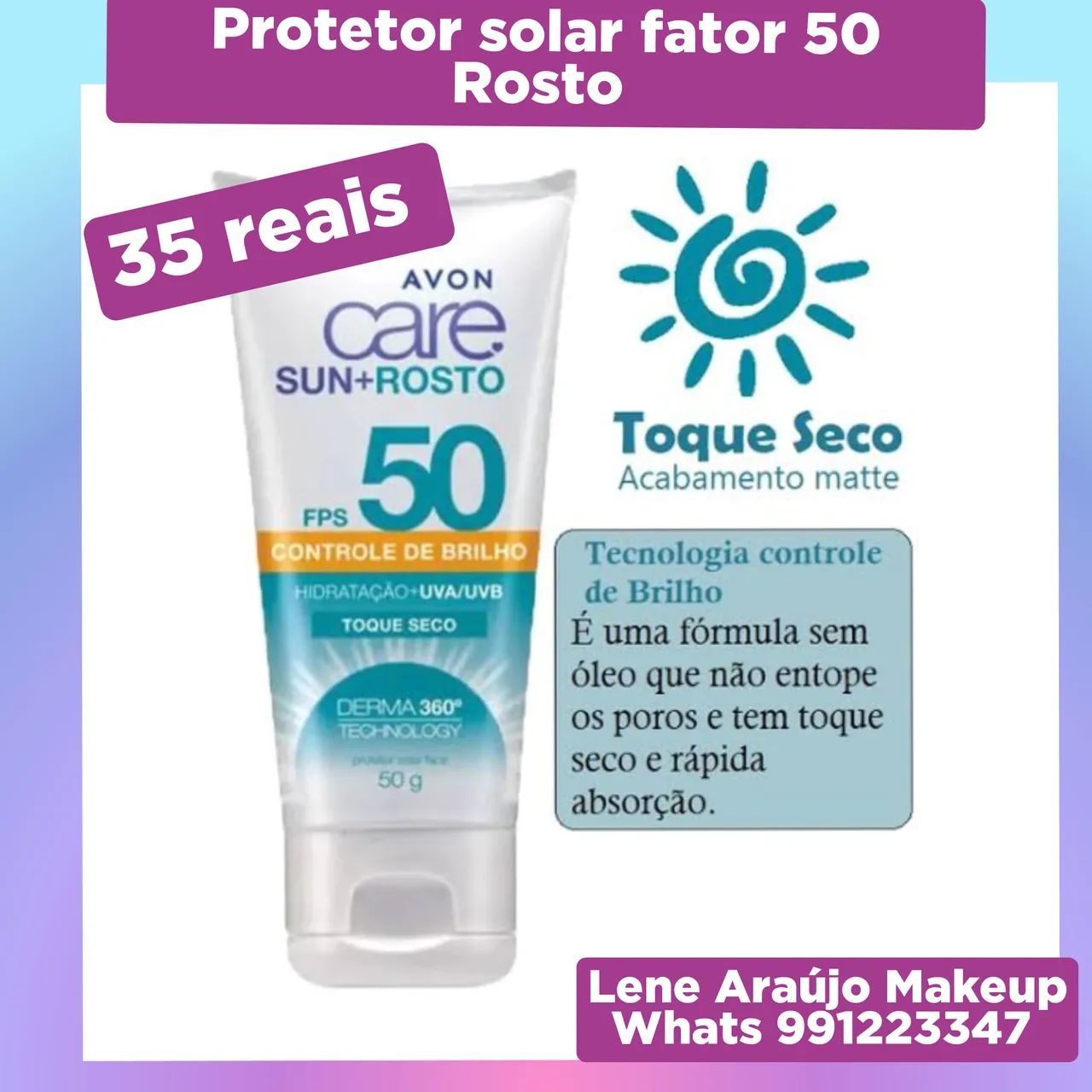 Protetor solar fator 50 Rosto