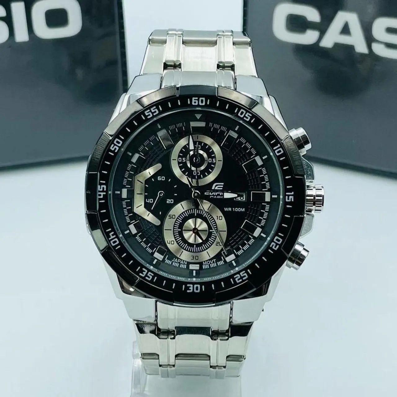 Relógio Casio Edifice Prata e Preto relogio Funcional linha Premium 