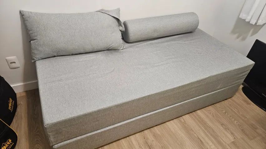 Sofá-Cama Casal 3 Lugares Cecília Linho Cinza - Foto 3