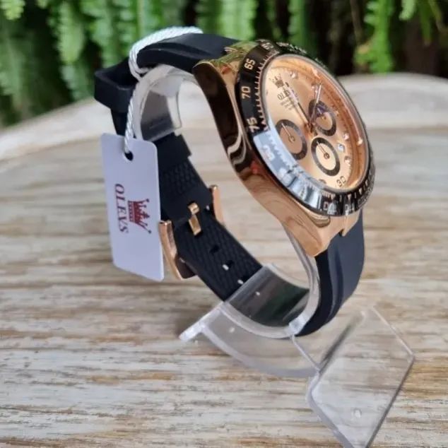 Relógio Unissex Olevs Com Pulseira Silicone-Rosë - Foto 3