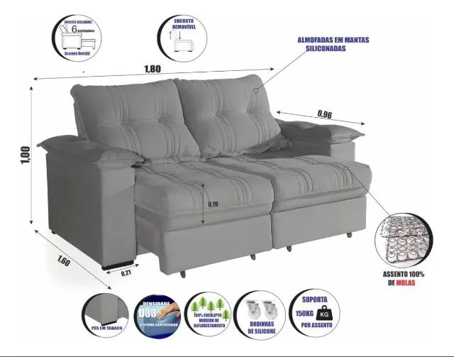 Sofá novo nunca usado, lacrado ainda. - Foto 4