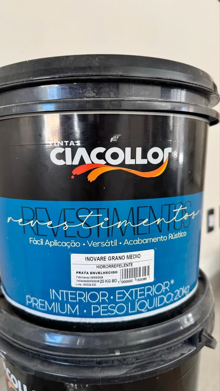 3 baldes Tinta ciacollor hidrorepelente inovare grano médio granelli PRATA ENVELHECIDO  - Foto 2