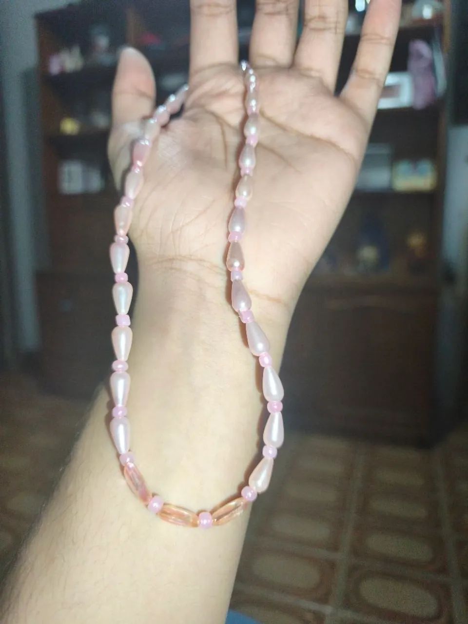 Kit cordão e brincos rosa de coração  - Foto 2