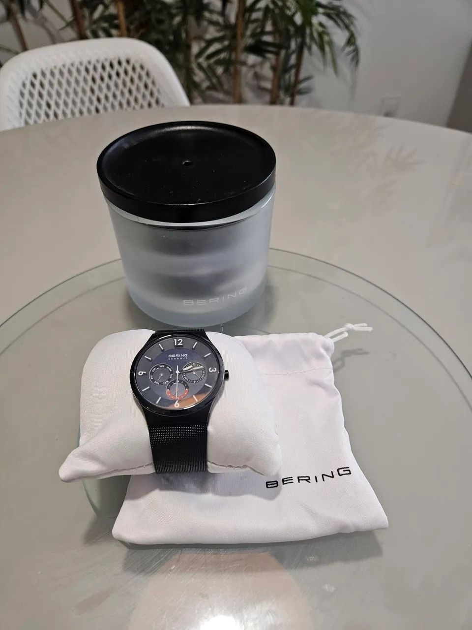 NOVO (Sem Uso) Bering Ceramic Relógio Dinamarquês Original Mostrador Azul Milanese - Foto 3