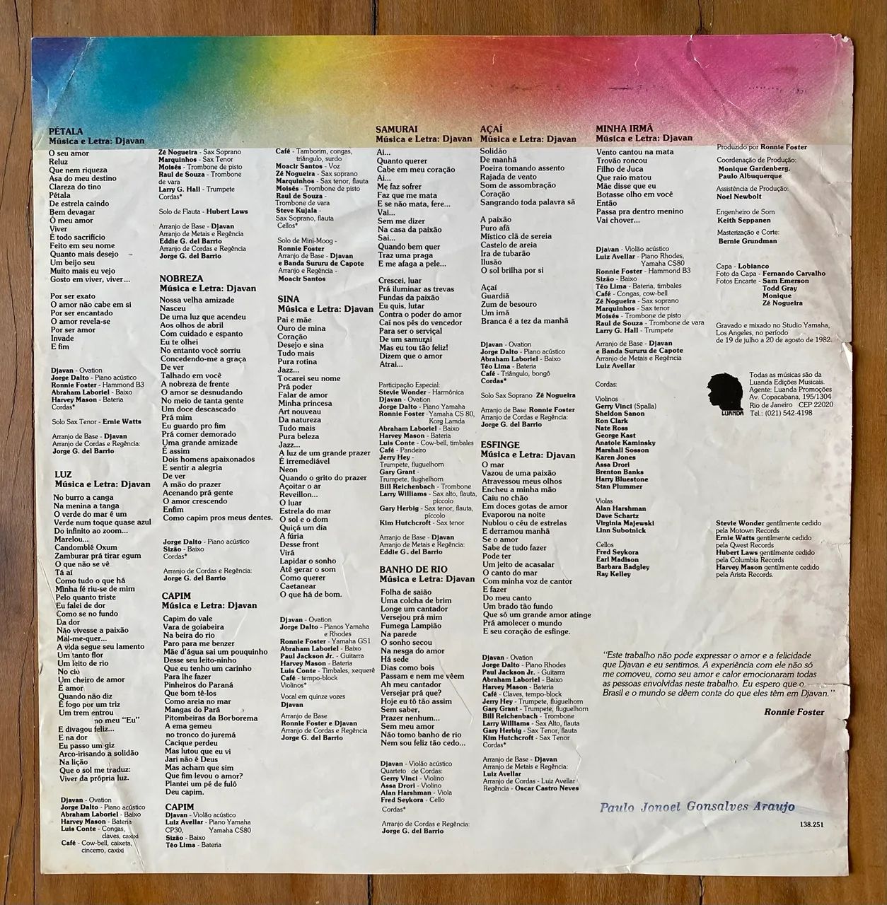 Disco de vinil (LP) Djavan - Luz - Foto 4