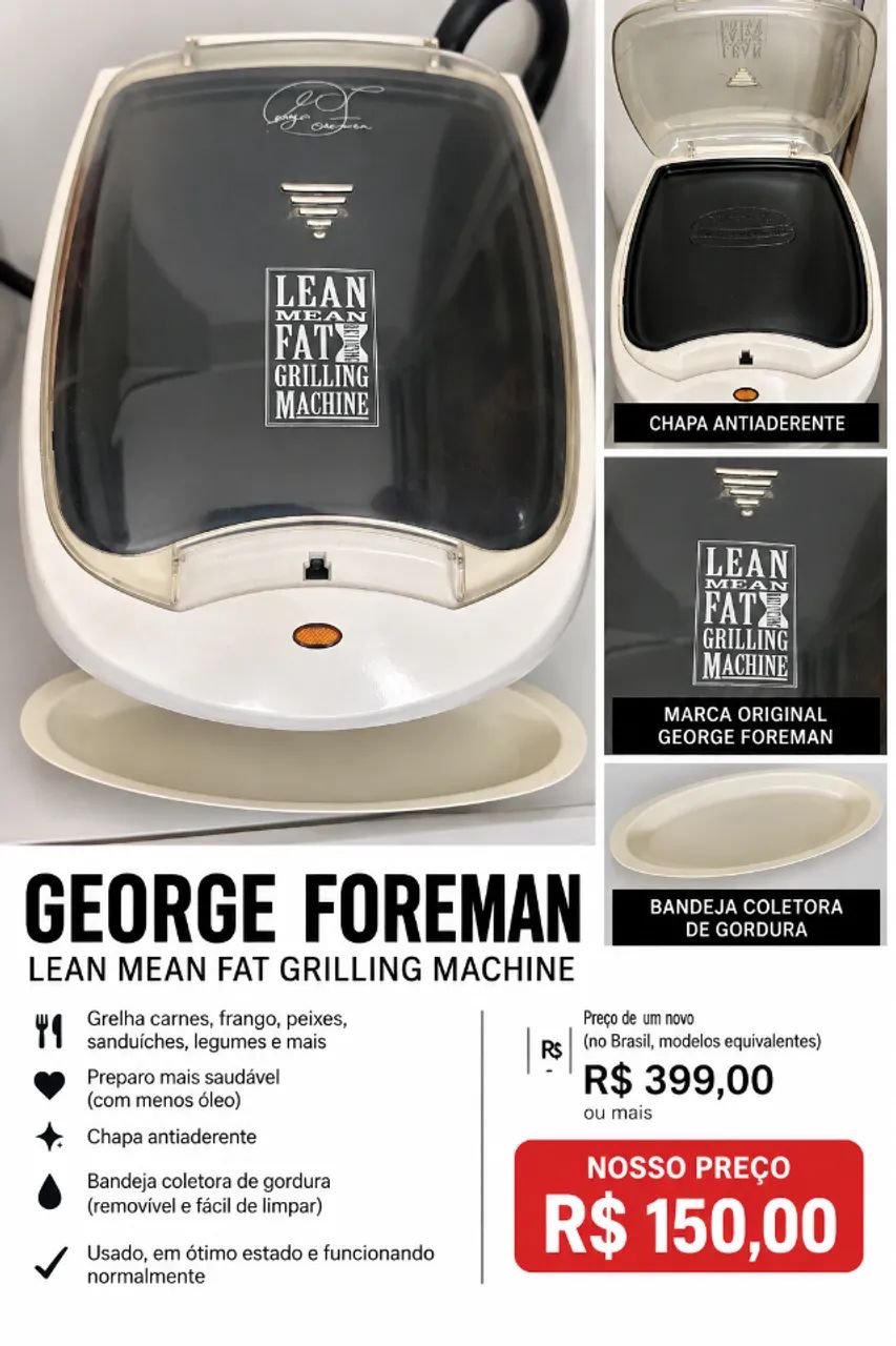 Grill George Foreman Lean Mean Fat Grilling Machine