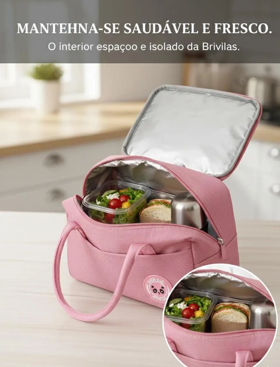 Bolsa Térmica Pequena Cor Rosa Bebê  - Foto 2