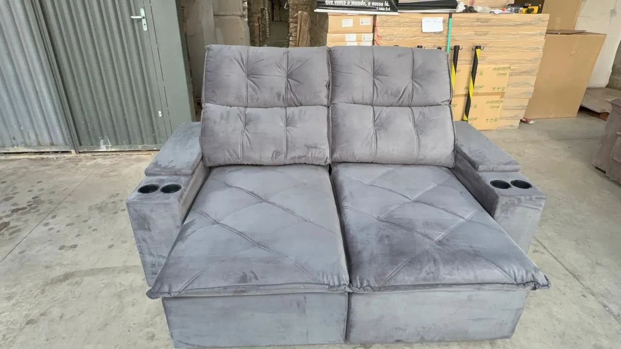 Sofá suíça 2.00m no linho cinza  - Foto 2
