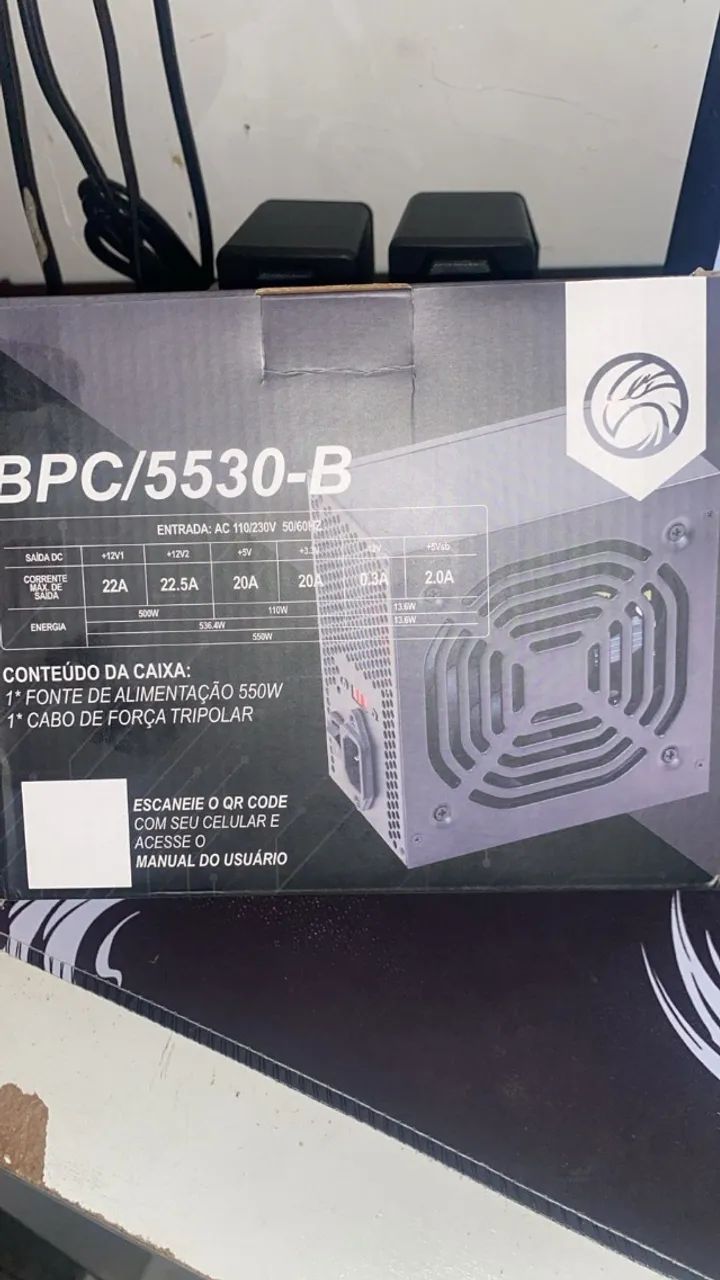 Fonte Atx 550w 5530-smt 24 Pinos Brazil Pc Cor Preto NUNCA USADA - Foto 2