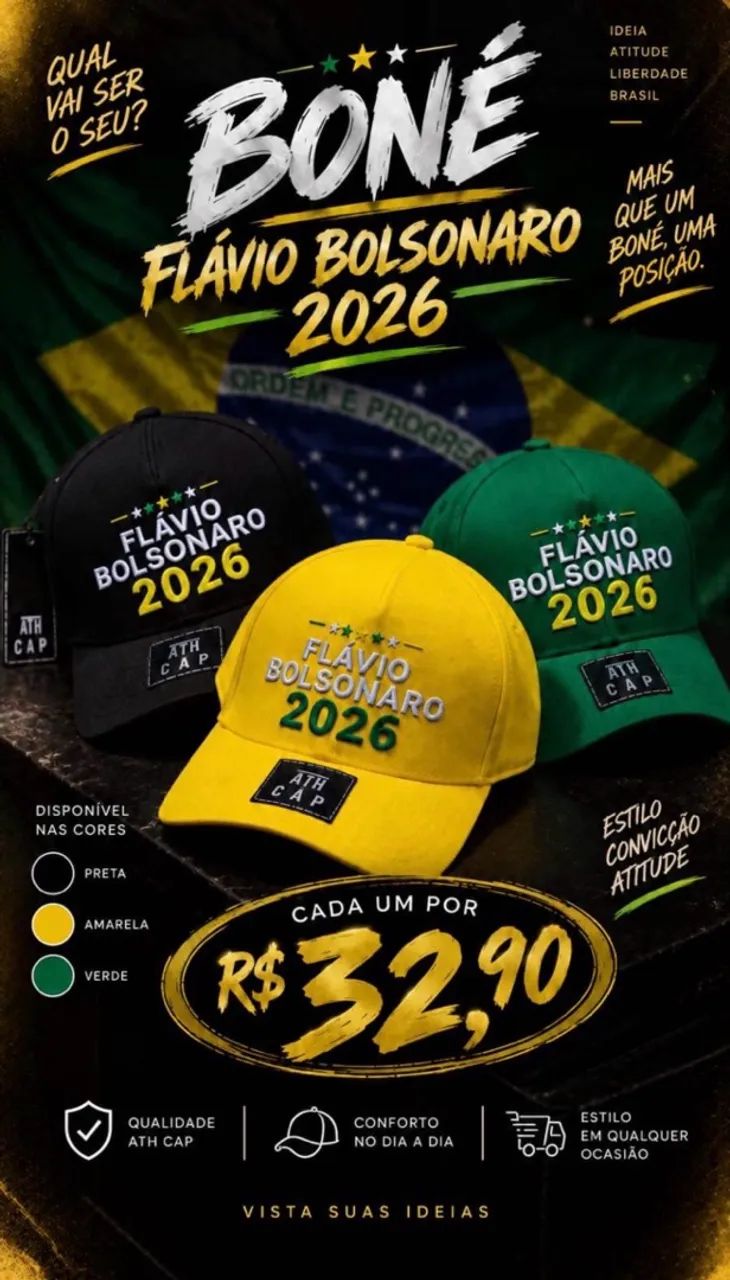 Bonés Lula e Flávio Bolsonaro  - Foto 2