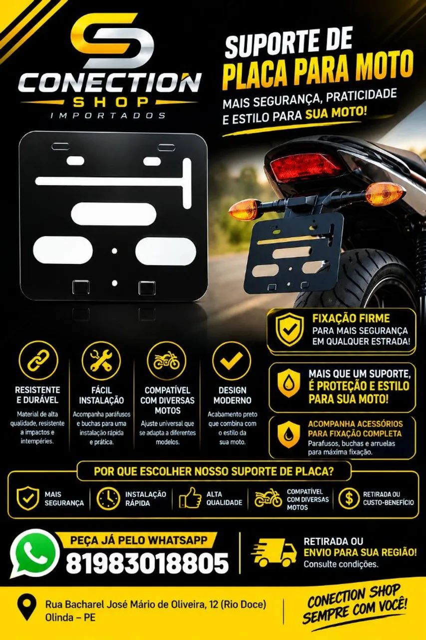 Suporte de Placa Moto