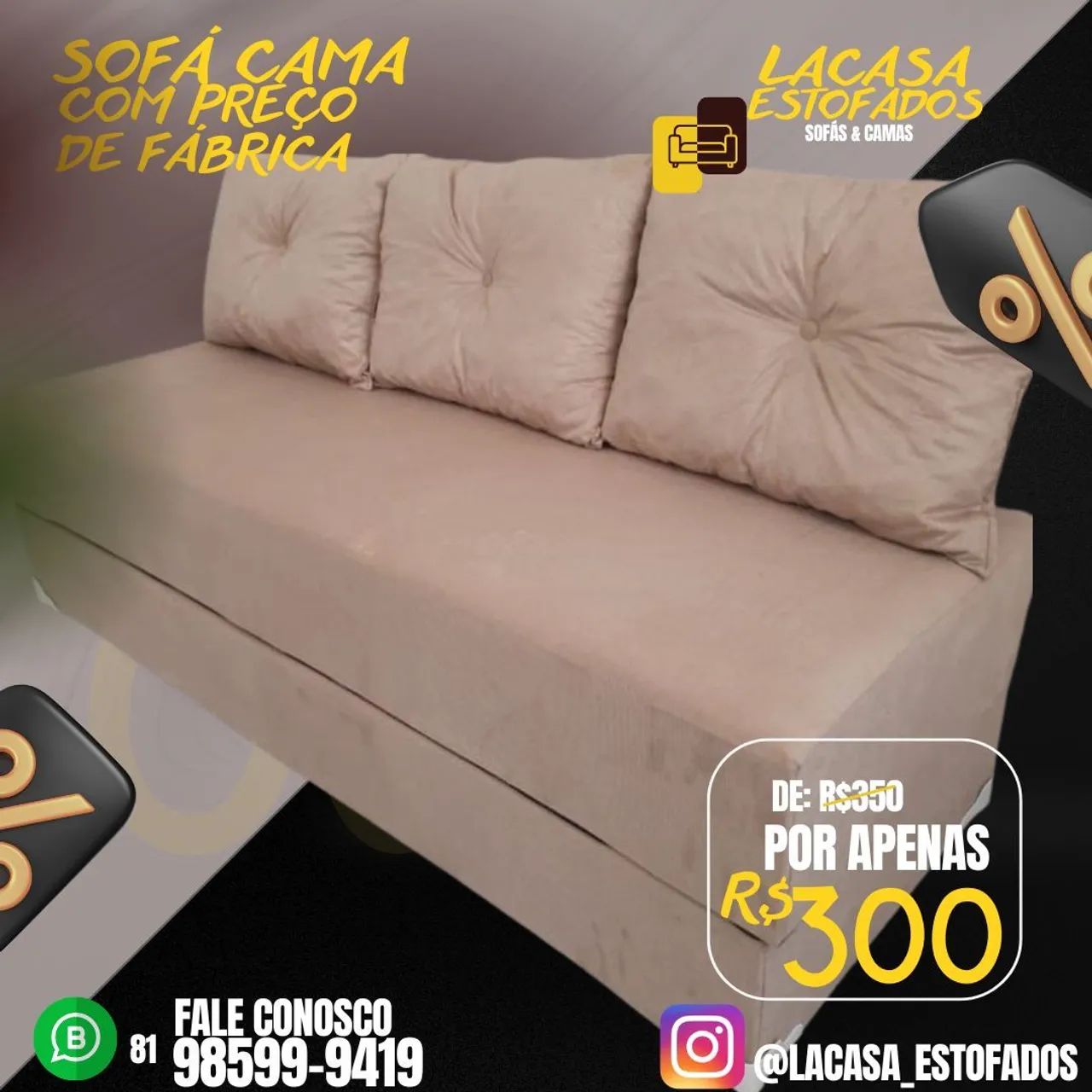 Sofá cama - novo 0.50cm de altura 