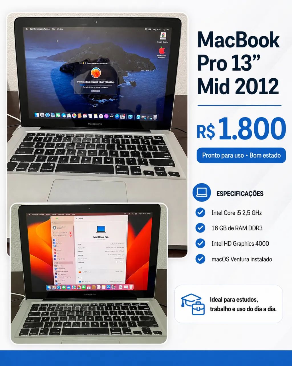 MacBook Pro 13? Mid 2012 ? 16GB RAM | R$ 1.800 - Foto 3
