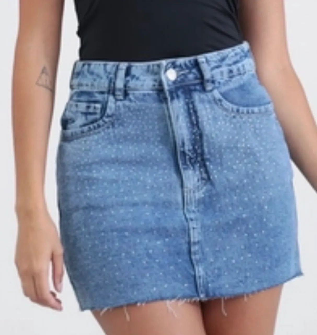 saia jeans com brilho 