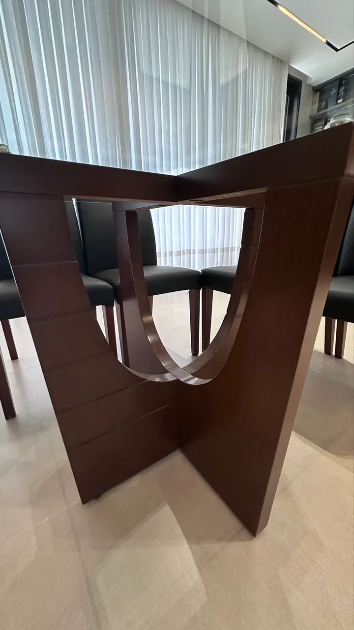 Mesa jantar tampo vidro com 8 cadeiras - Foto 4