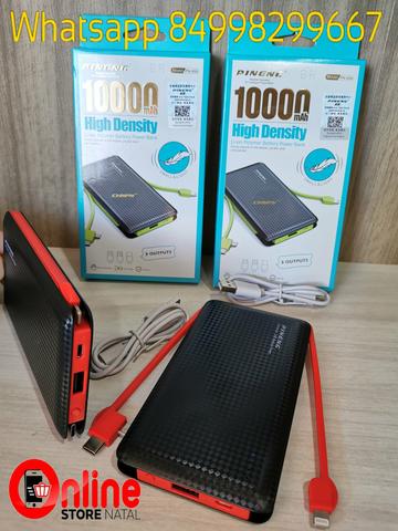 ORIGINAL Carregador Portatil Pineng Pn 956 10.000 Mah - Com Conector Type C, iPhone e V8