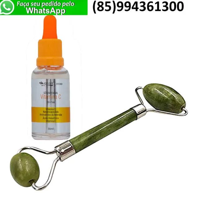 Kit Beleza Skin Care Sérum Vitaminca C Ácido Hialurônico e Rolinho de Massagem Facial Pedr