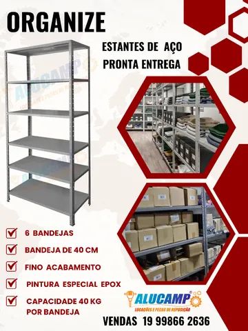 Estantes de aço 6 bandejas 40 cm para logista 