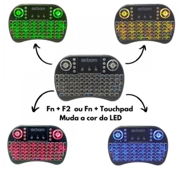 Mini Teclado LED Bluetooth Wireless Receptor USB BK-BTi8LED - Foto 2