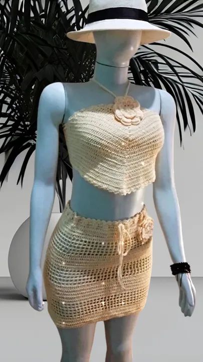 Conjunto praiano saia + cropped de crochê - Foto 5