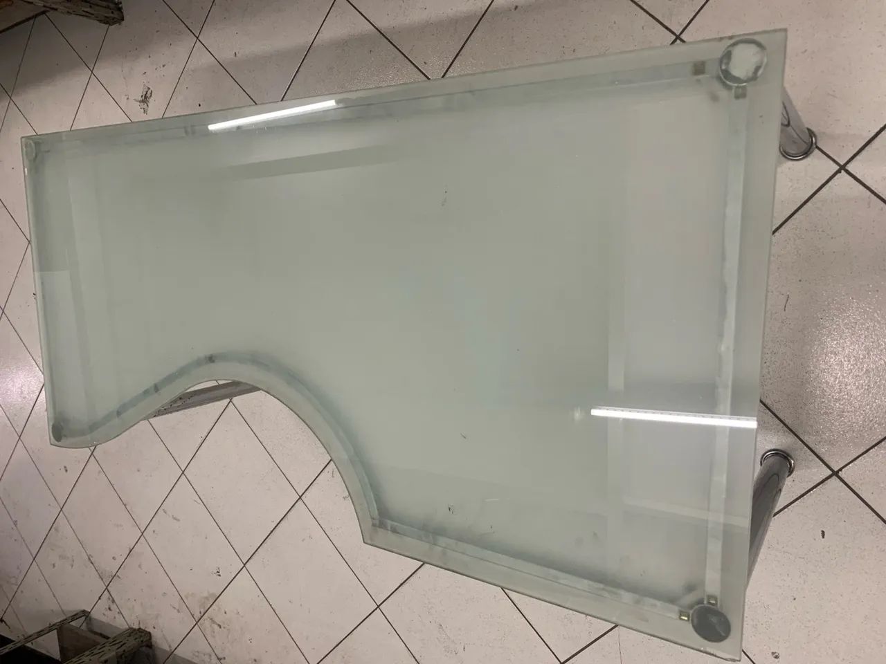 Mesa Com Tampo De Vidro Retangular Reno Crome