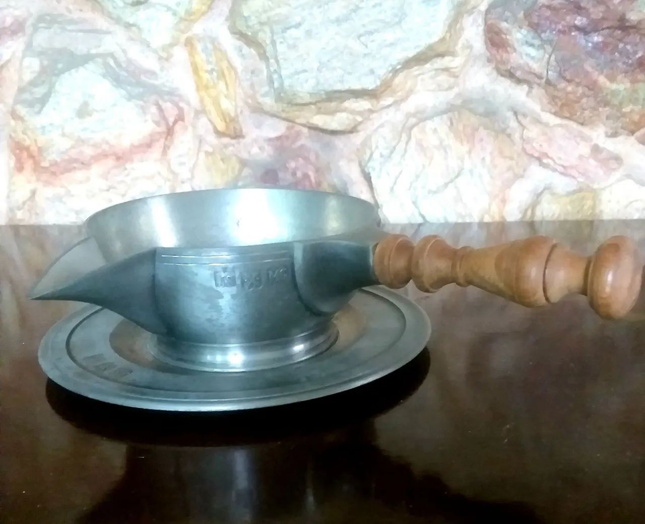 Molheira com prato suporte em estanho