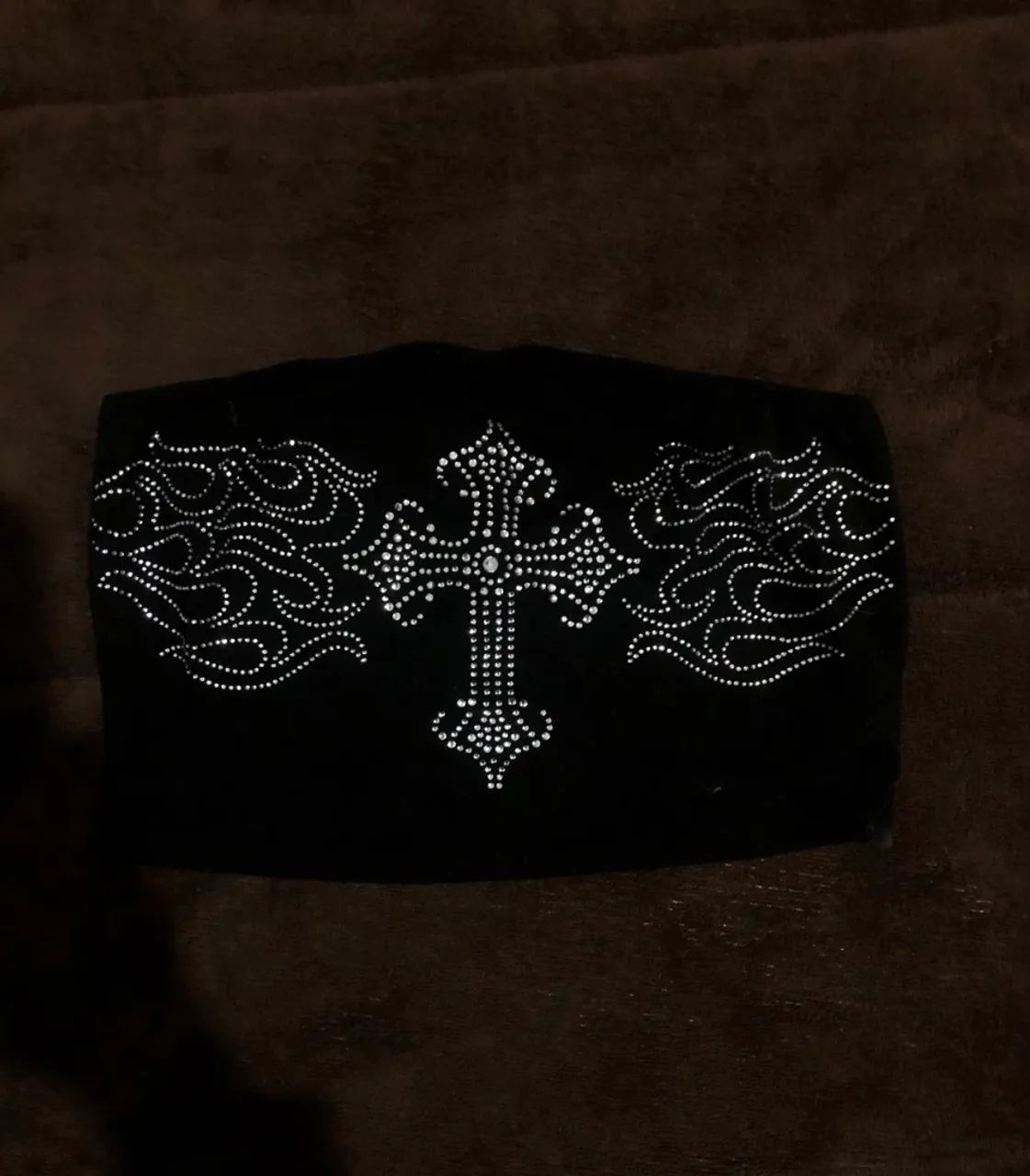 cropped gótico de cruz em strass(comprado na shein)