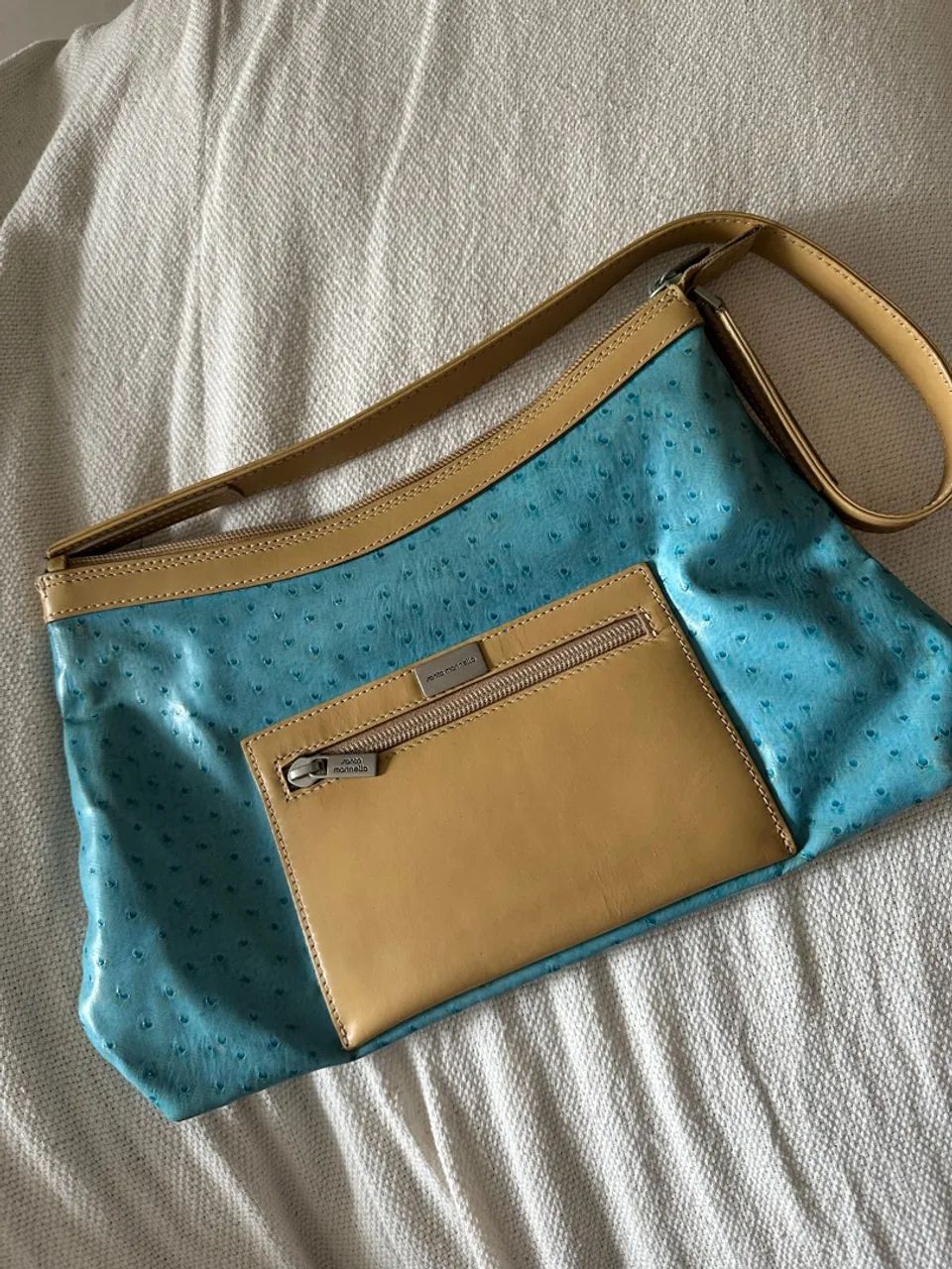 Bolsa Vintage Azul - Couro - Foto 2