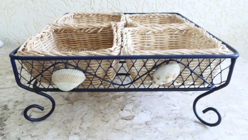 PETISQUEIRA VIME COM SUPORTE METAL- TEMA PRAIA DECORAÇÃO