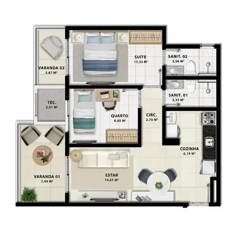 Apartamento 2/4 com suite e varanda VISTA MAR FRONTAL  e 1 vaga- Stella Maris - Foto 5