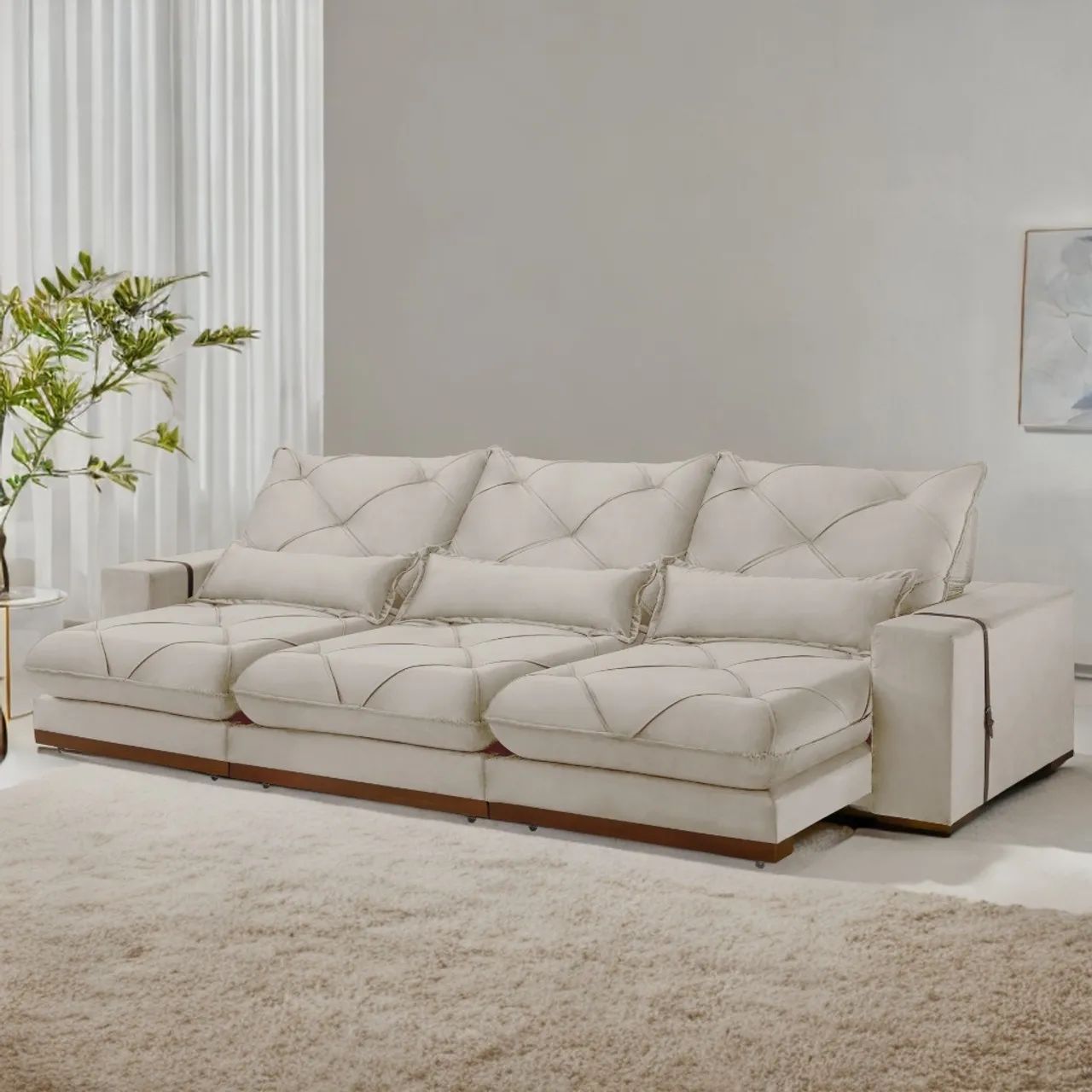 Sofá Retrátil e Reclinável Luxury 3,50m Molas Ensacadas tt98 - Foto 2