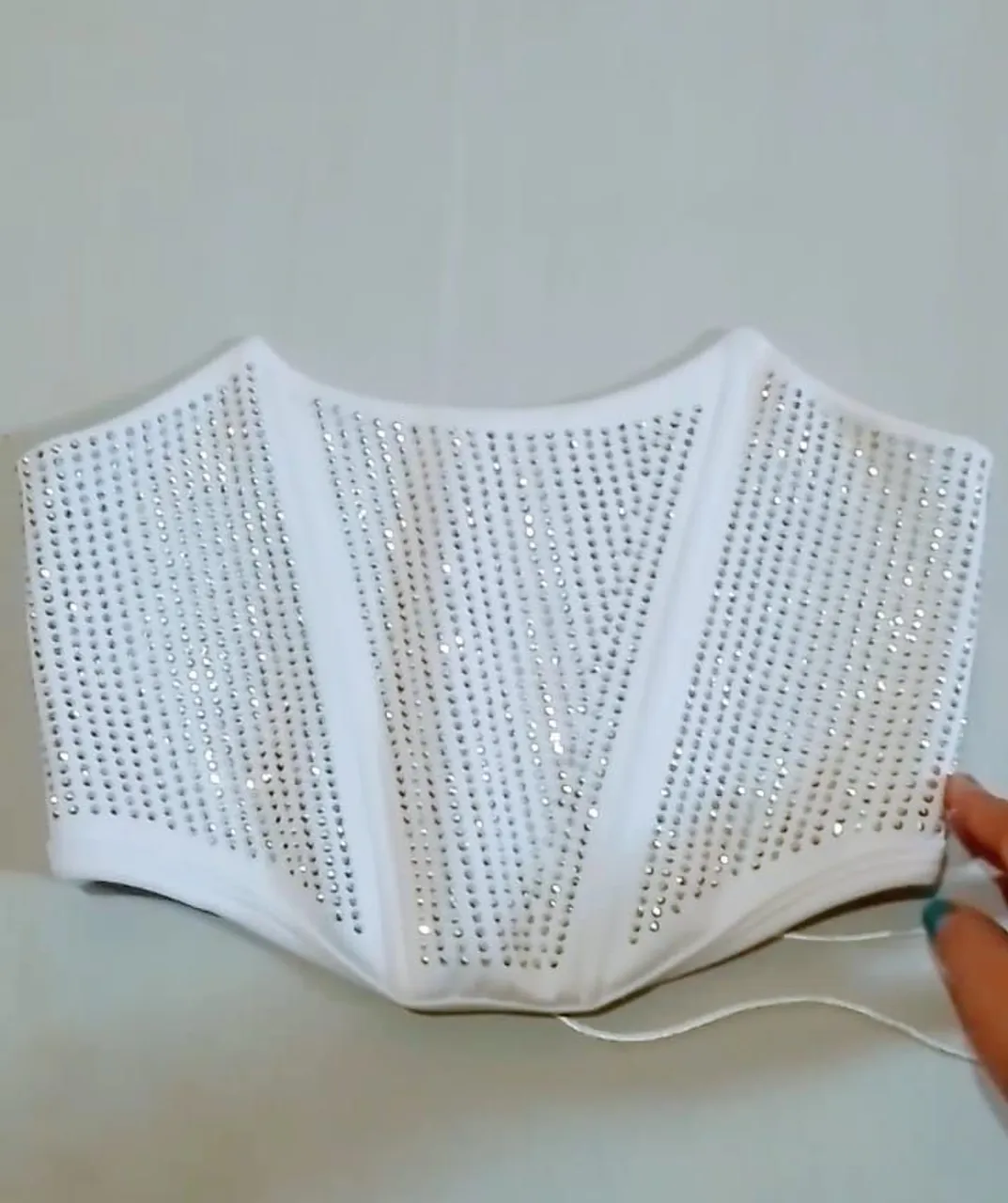 Top Corset Branco com Strass