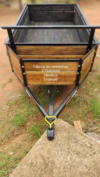 Carretinha de Madeira - Estrutura Metálica - Foto 2