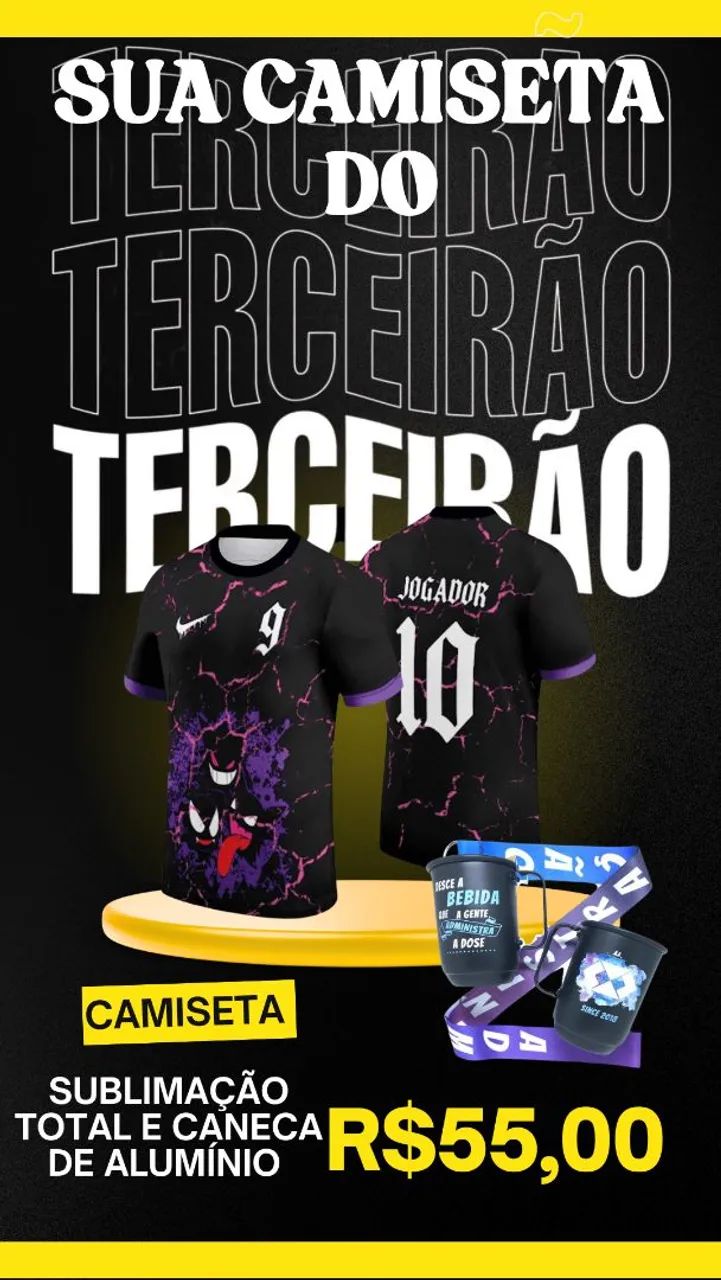 Camiseta Terceirão Sublimada + Caneca Alumínio