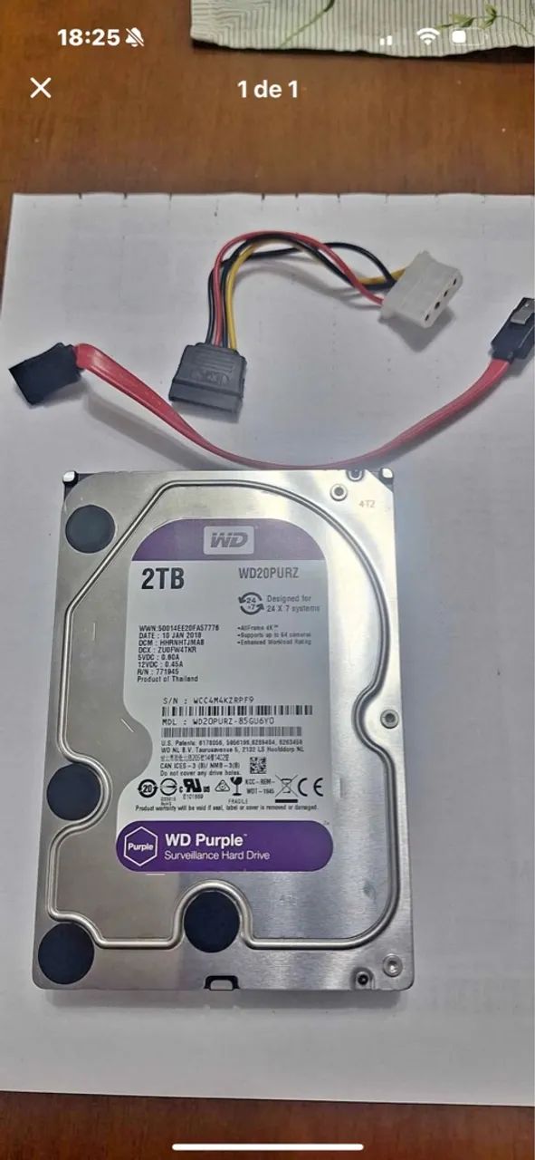 HD WD Purple 2TB para Segurança
