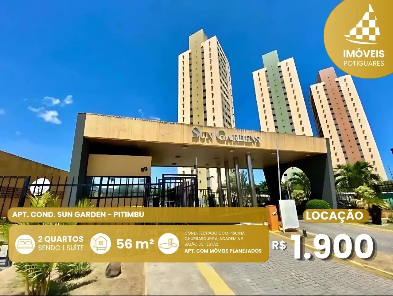 Apartamento para aluguel, 2 quartos, 1 suíte, 2 vagas, Pitimbu - Natal/RN