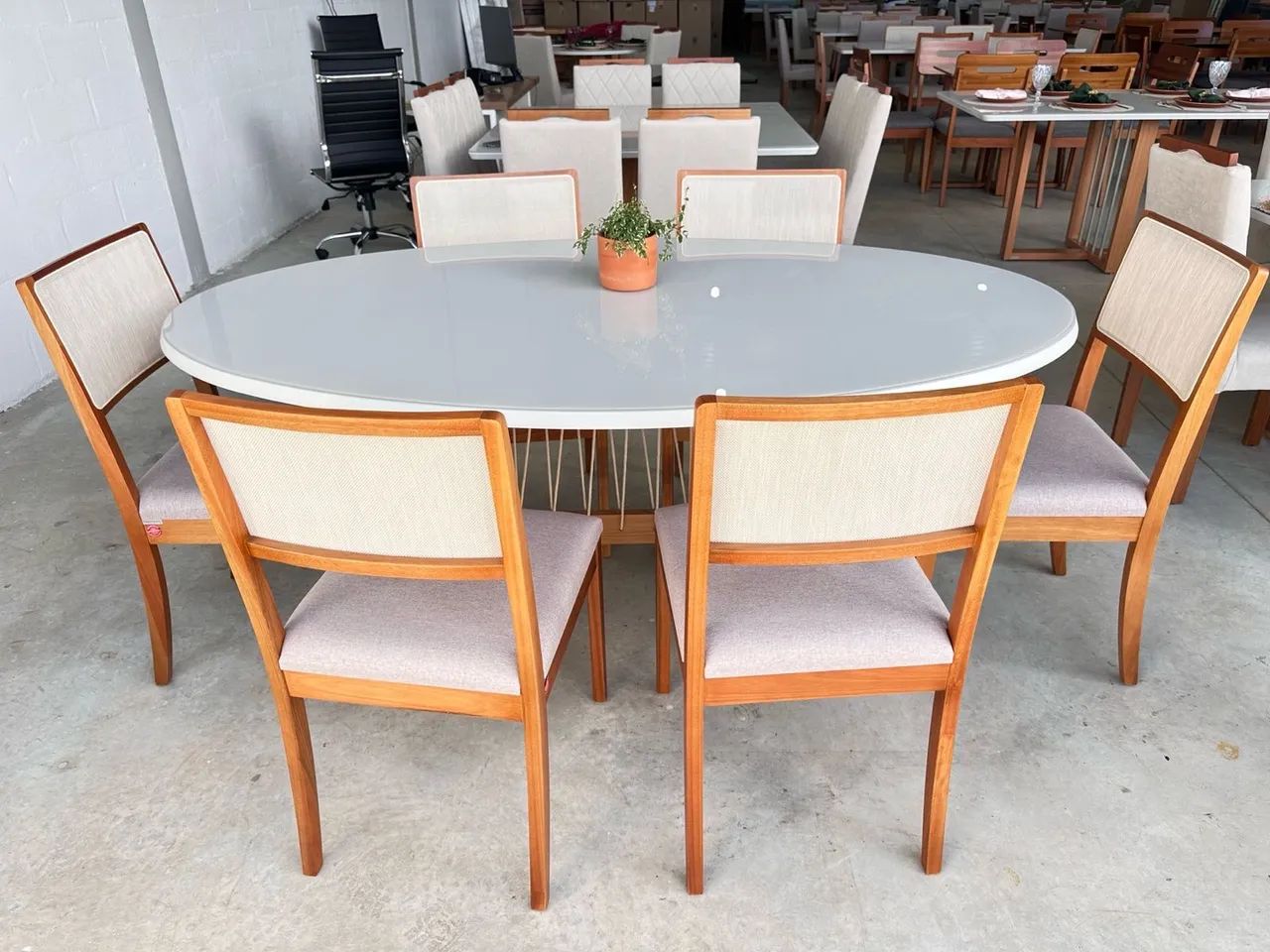 Mesa de Jantar Oval 180x1 com 6 Cadeiras Telinha - Foto 3