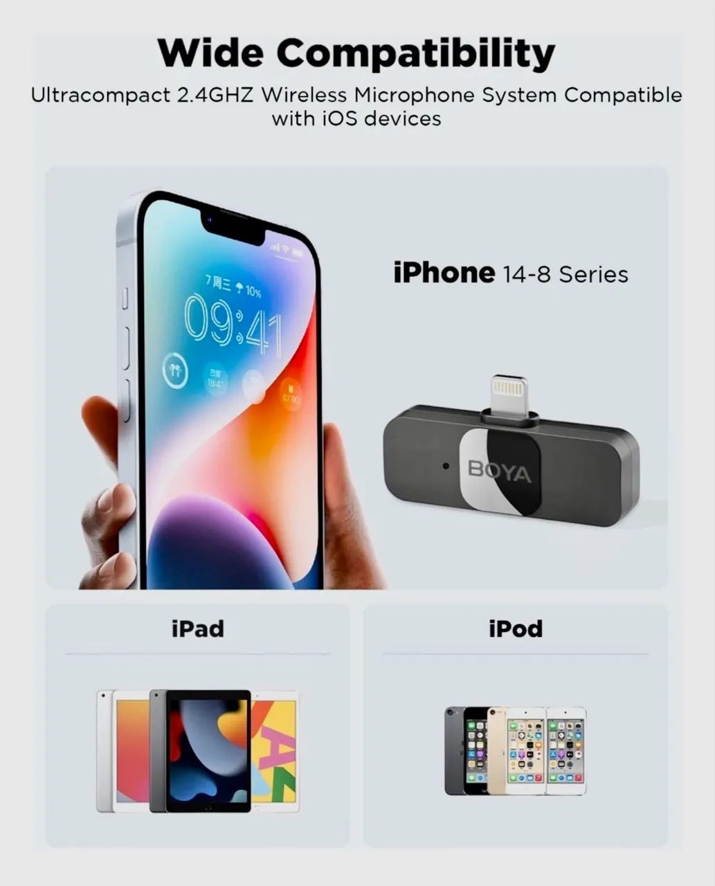 2 Microfones de Lapela Sem Fio - Transmissor de áudio BY-V1 para iPhone e iPad - Foto 4