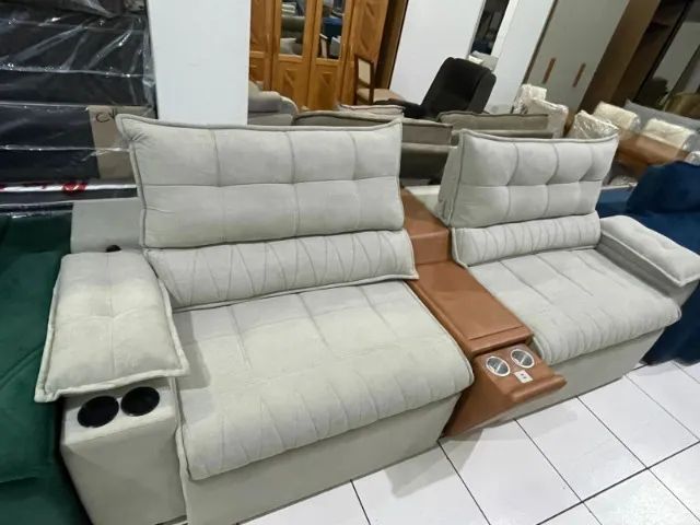 SOFA 2.90 MT RETRATIL E RECLINAVEL COM PRTA COPOS E USB  - Foto 2