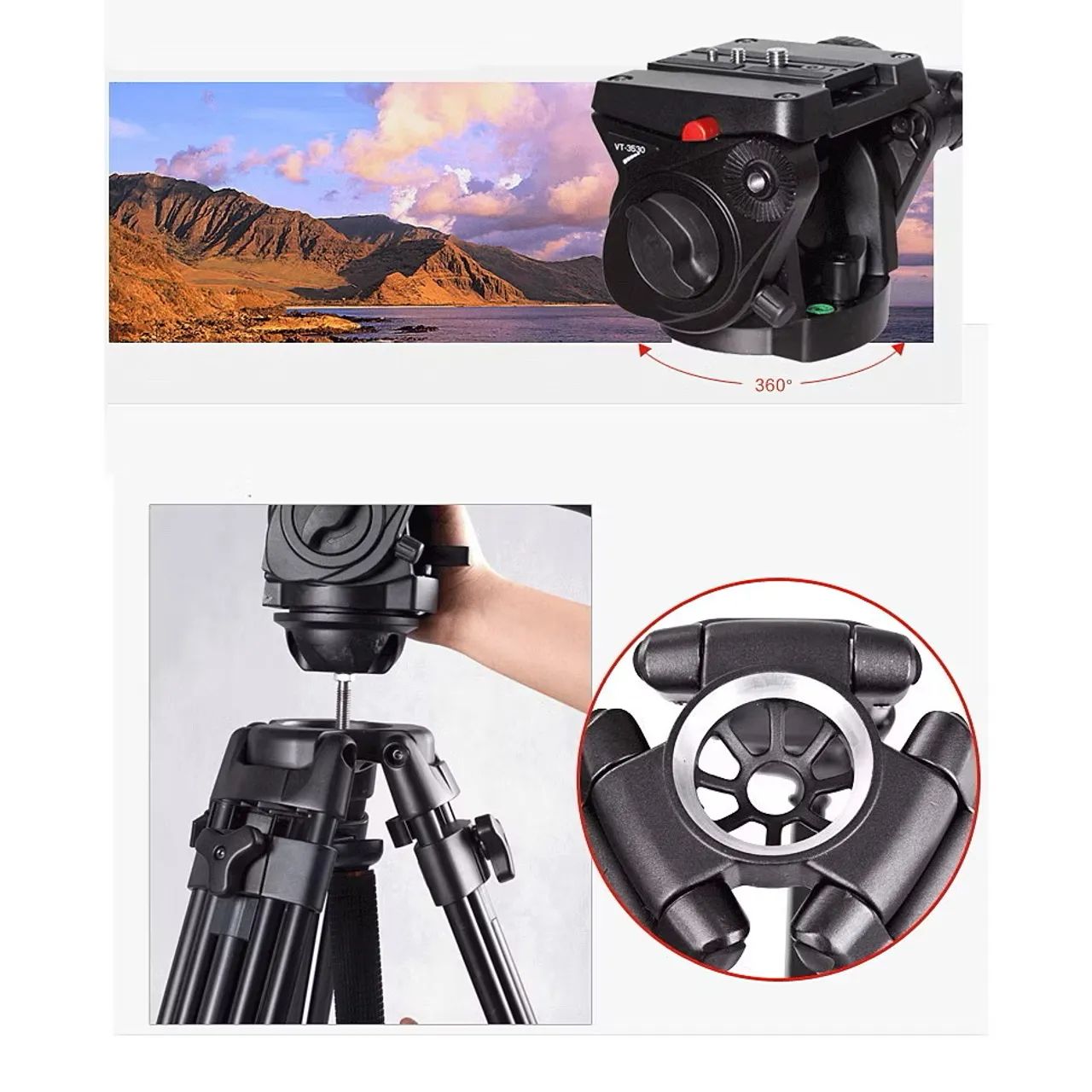 Tripé Profissional  com Cabeça hidráulica  - Foto 4